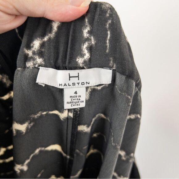 H By Halston Womens Size 4 Wide Leg Pull On Pants Black Taupe Neutral Flowy - Picture 5 of 9